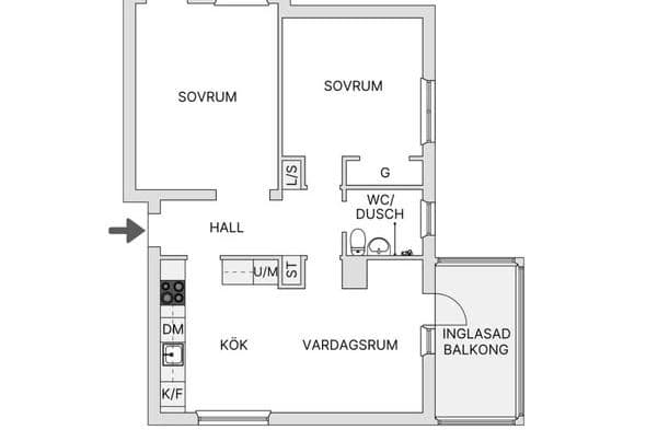 Nyrenoverad 3a med balkong i centrum